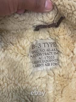 Calafate US Army Air Force Aviator Type B-3 Shearling Bomber Jacket Sz XL-Read