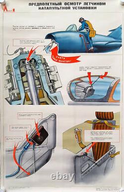 Catapult Installation Soviet Jet Fighter Ussr Army Air Forces Vintage Poster