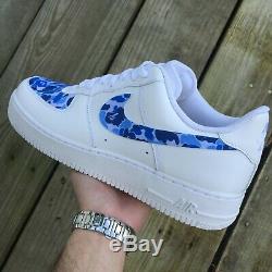Custom Air Force 1 One Nike Size 10.5 White Blue FREE USA SHIPPING