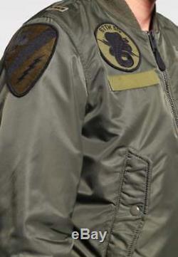 Denim Supply Ralph Lauren Men Military Army Flight Bomber Jacket Air Force Skull
