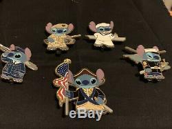Disney Pin Stitch Patriotic Military Navy Marine Army Air Force HTF RARE Set