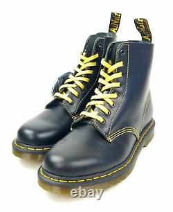 Dr Doc Martens 1460 Pascal Black Yellow Leather Lace Up 8 Eye Boots Men's US 9