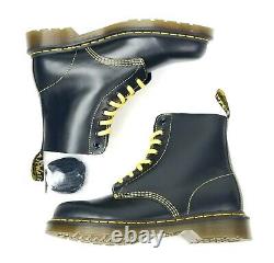 Dr Doc Martens 1460 Pascal Black Yellow Leather Lace Up 8 Eye Boots Men's US 9