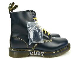 Dr Doc Martens 1460 Pascal Black Yellow Leather Lace Up 8 Eye Boots Men's US 9