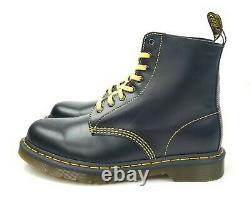 Dr Doc Martens 1460 Pascal Black Yellow Leather Lace Up 8 Eye Boots Men's US 9