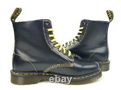 Dr Doc Martens 1460 Pascal Black Yellow Leather Lace Up 8 Eye Boots Men's US 9