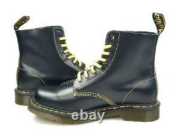 Dr Doc Martens 1460 Pascal Black Yellow Leather Lace Up 8 Eye Boots Men's US 9