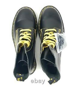 Dr Doc Martens 1460 Pascal Black Yellow Leather Lace Up 8 Eye Boots Men's US 9