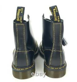 Dr Doc Martens 1460 Pascal Black Yellow Leather Lace Up 8 Eye Boots Men's US 9