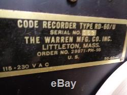 ESTATE RARE US ARMY & AIR FORCE TUBE CODE RECORDER RD-60/U with SHIPPING CRATE