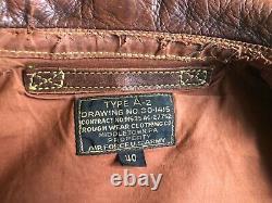 Eastman Leather Rough Wear 27752 Seal Brown Horsehide A2 Jacket Size 40