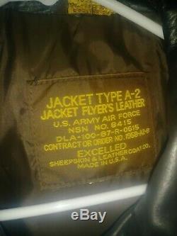 Excelled Type A-2 Jacket Flyer's Leather Bomber U. S Army Air Force Size M