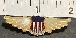 Extremely Rare WWII'Mother Of? Pearl? AAF Army Air Force Pilot Wings Pin