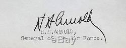 General Henry H. Arnold WW II Commander Army Air Forces Signed Letter Rare