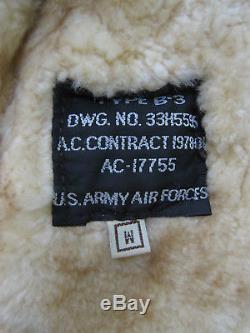 Genuine U. S. Army Air Forces B-3 Shearling Bomber Flight Jacket Women's M