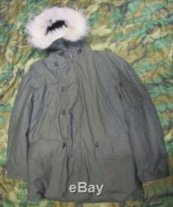 Genuine Us Air Force/army N-3b Extreme Cold Weather Snorkel Parka. Sage. Large