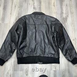 Leather Bomber Flyers Jacket Men's Type A-2 US Army Air Force L Reg Black 8415
