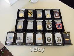 Lot Of 17 New Zippo Lighters Military Themes Army Navy Air Force Marines USCG