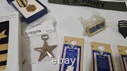 Lot Vintage Military US Airforce Army Medals Pins Bars Patches Rank Buttons USAF