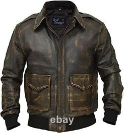 Men A-2 aviator Air Force Flight Bomber Gray Genuine Leather Jacket