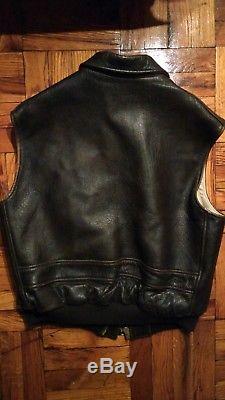 Men Leather RARE Vintage Navy Air Force Army Avirex Bomber Type B-9 Brown Vest
