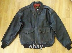 Men's AVIREX TYPE A-2 A2 Brown Leather US Army Air Forces Flight Jacket Coat XL