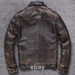 Men's Vintage A2 Bomber AIR Force Style Distressed Brown Real Leather Jacket