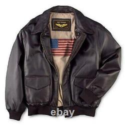 Men's WWII U. S Air Force A2 Leather Flight Bomber Jacket A2 Jacket Brown