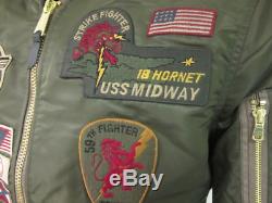 Mens Schott NYC Kaki Army Souvenir Air Force MA-1 Flight Bomber Jacket