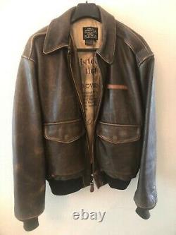 Mens USA Leather Airforce Flying Jacket Avirex Type A-2 Large
