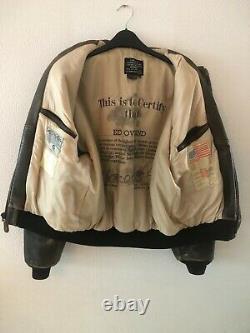 Mens USA Leather Airforce Flying Jacket Avirex Type A-2 Large