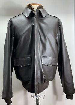 Military A-2 Willis & Geiger Army, Air Force Flight Leather Jacket Mens 46 L