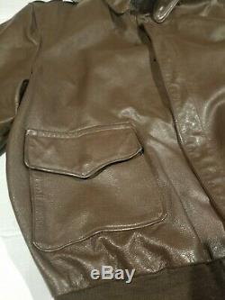 Military TYPE A-2 WILLIS & GEIGER INC NY Army Air Force Flight Leather Jacket 46