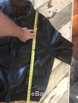 Mint US Army Air Force A2 A-2 Leather Flight Jacket 48 Goatskin Brown Bomber Vtg