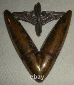 NAVAJO WW2 VICTORY PIN ARMY AIRFORCE V BRASS & STERLING SILVER PUBLISHED vafo