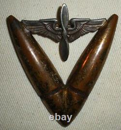NAVAJO WW2 VICTORY PIN ARMY AIRFORCE V BRASS & STERLING SILVER PUBLISHED vafo