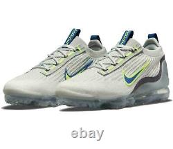 NEW Nike Air Vapormax 2021 FK Flyknit Mens White Royal Blue Volt DC9394 100 $200