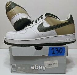 Nike Air Force 1'07 Low WHITE ARMY OLIVE GREEN TWEED BROWN 315122-131 Size 15