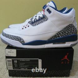 Nike Air Jordan 3 III Retro Shoes 2011 True Blue White Red Black Cement 4 Men 10