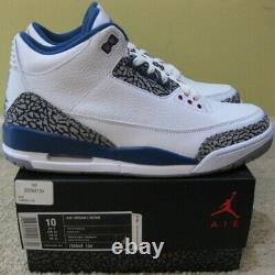 Nike Air Jordan 3 III Retro Shoes 2011 True Blue White Red Black Cement 4 Men 10