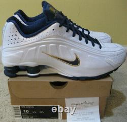 Nike Air Shox R4 Shoes 2009 White Navy Blue Gold TL BB4 Max 90 95 Jordan Men 10