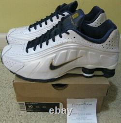 Nike Air Shox R4 Shoes 2009 White Navy Blue Gold TL BB4 Max 90 95 Jordan Men 10