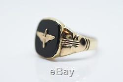 ORIGINAL WWII Pilots Ring 10k Solid Gold U. S. Army Air Corps Air Force Onyx WWI