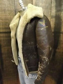 Orig Werber Leather Shearling WWII Army Air Forces B-3 Pilot Bomber Jacket 40R
