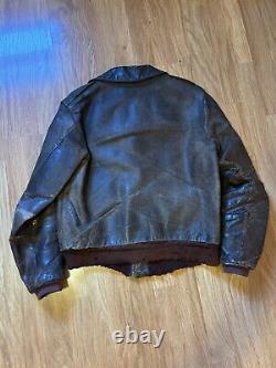 Original Vintage WW2 Army Air Force Type A-2 Leather Bomber Flight Jacket-Sz. 42