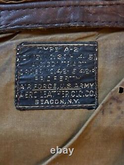Original Vintage WW2 Army Air Force Type A-2 Leather Bomber Flight Jacket-Sz. 42