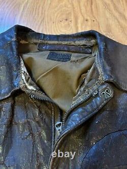 Original Vintage WW2 Army Air Force Type A-2 Leather Bomber Flight Jacket-Sz. 42