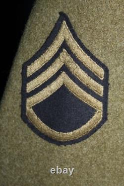 Original WW2 U. S. Army Air Forces S/Sgt Named Patched OD Wool Overcoat, 1941 d