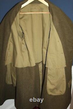 Original WW2 U. S. Army Air Forces S/Sgt Named Patched OD Wool Overcoat, 1941 d