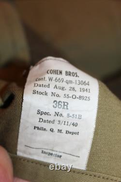 Original WW2 U. S. Army Air Forces S/Sgt Named Patched OD Wool Overcoat, 1941 d